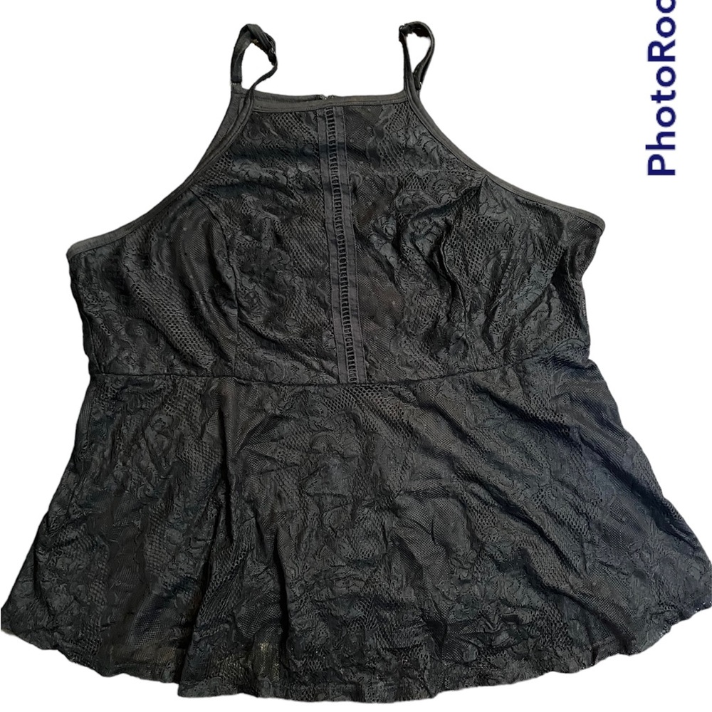 Black High Neck Lace Tank